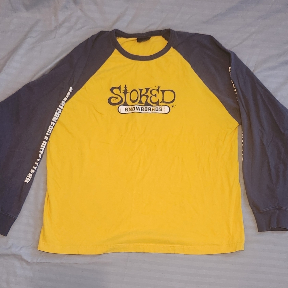 American Eagle Yellow/Blue Long Sleeve Graphic Tee (Mens M)